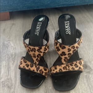 Franco Sarto Black and Leopard Women's Sandals